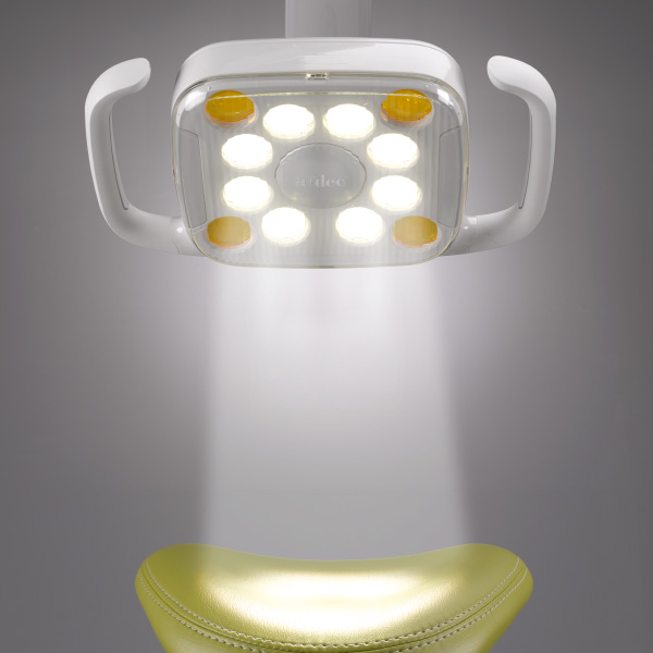 A-dec 500 LED dental light with stadium lighting