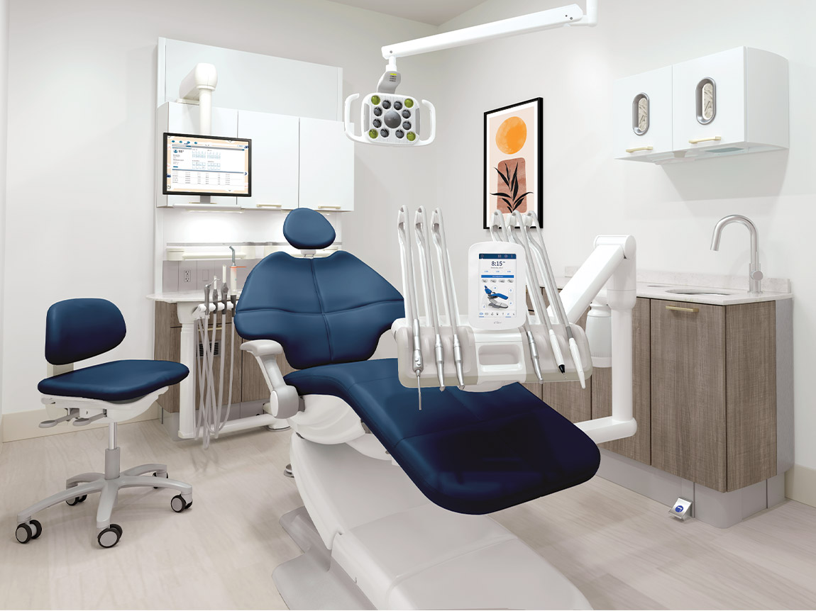 A-dec 500 Pro package including dental chair, delivery system, and dental light